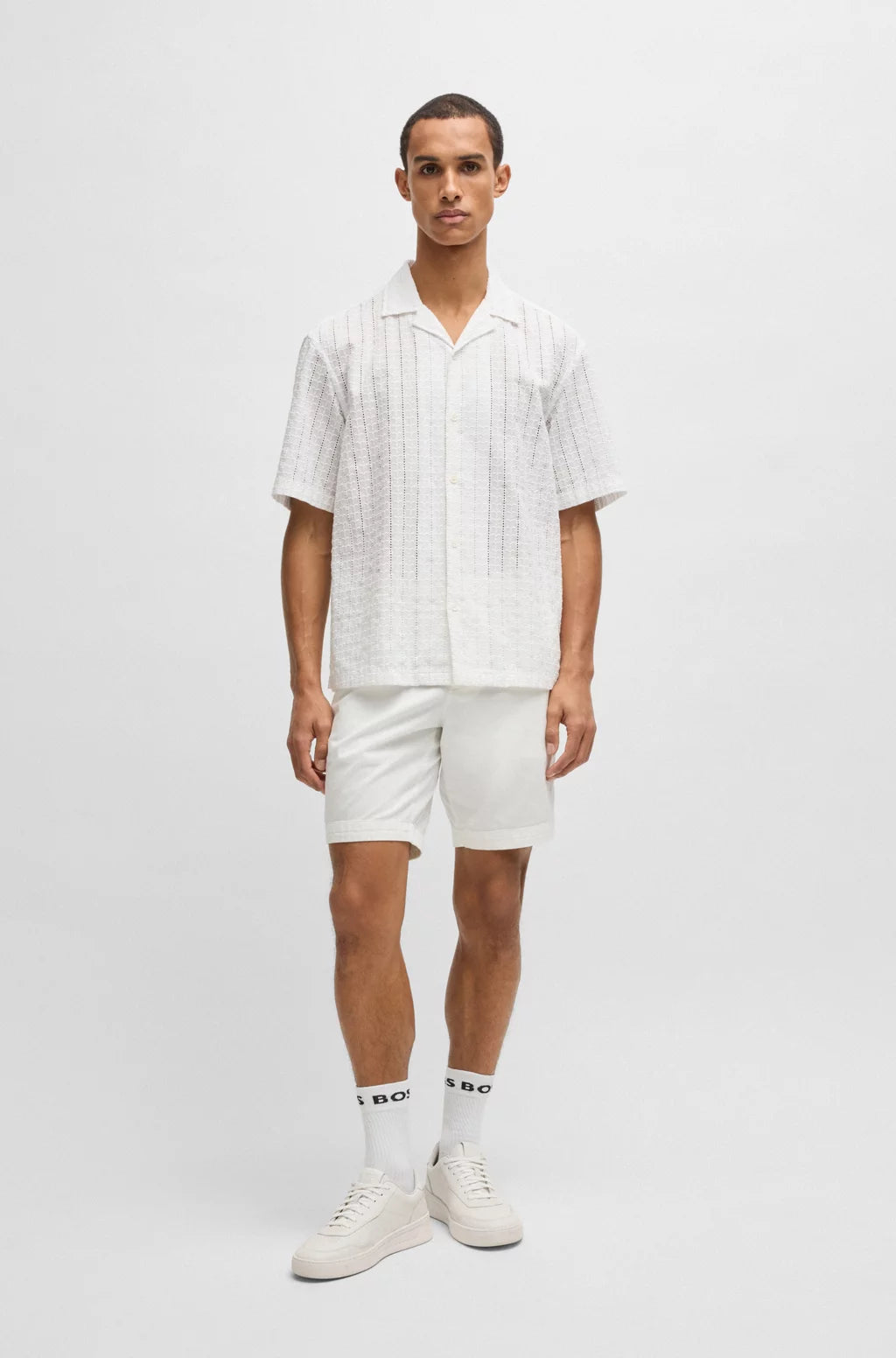 BOSS RELAXED-FIT SHIRT WITH BRODERIE ANGLAISE