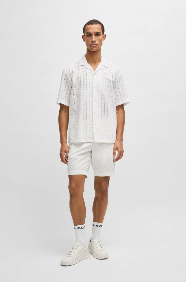 BOSS RELAXED-FIT SHIRT WITH BRODERIE ANGLAISE