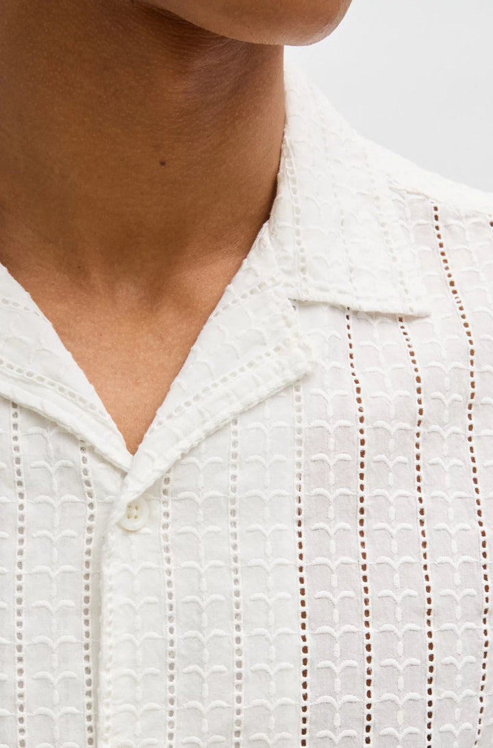 BOSS RELAXED-FIT SHIRT WITH BRODERIE ANGLAISE