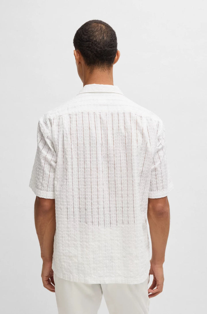 BOSS RELAXED-FIT SHIRT WITH BRODERIE ANGLAISE