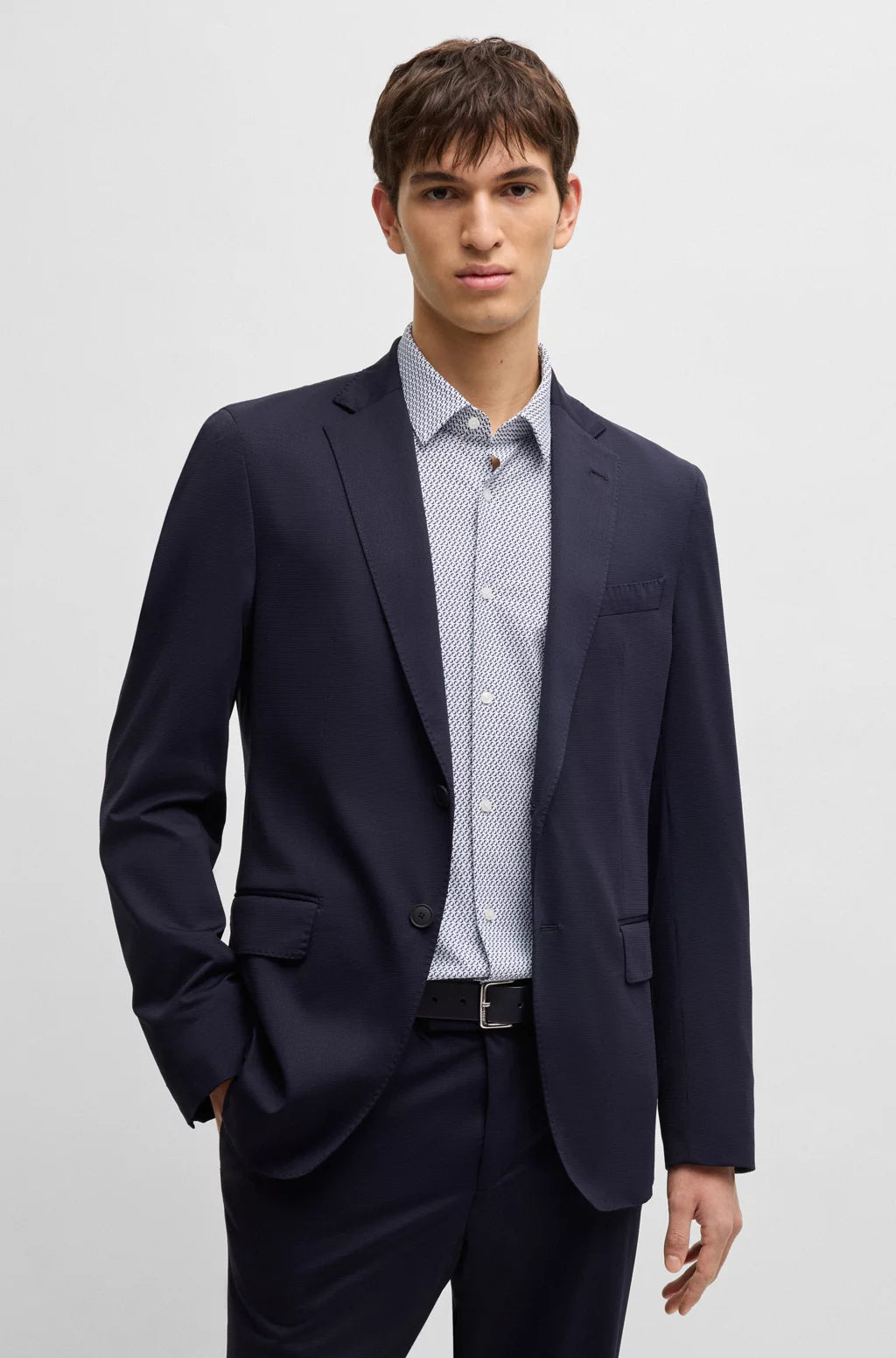 BOSS SLIM-FIT SHIRT IN PRINTED PERFORMANCE-STRETCH JERSEY