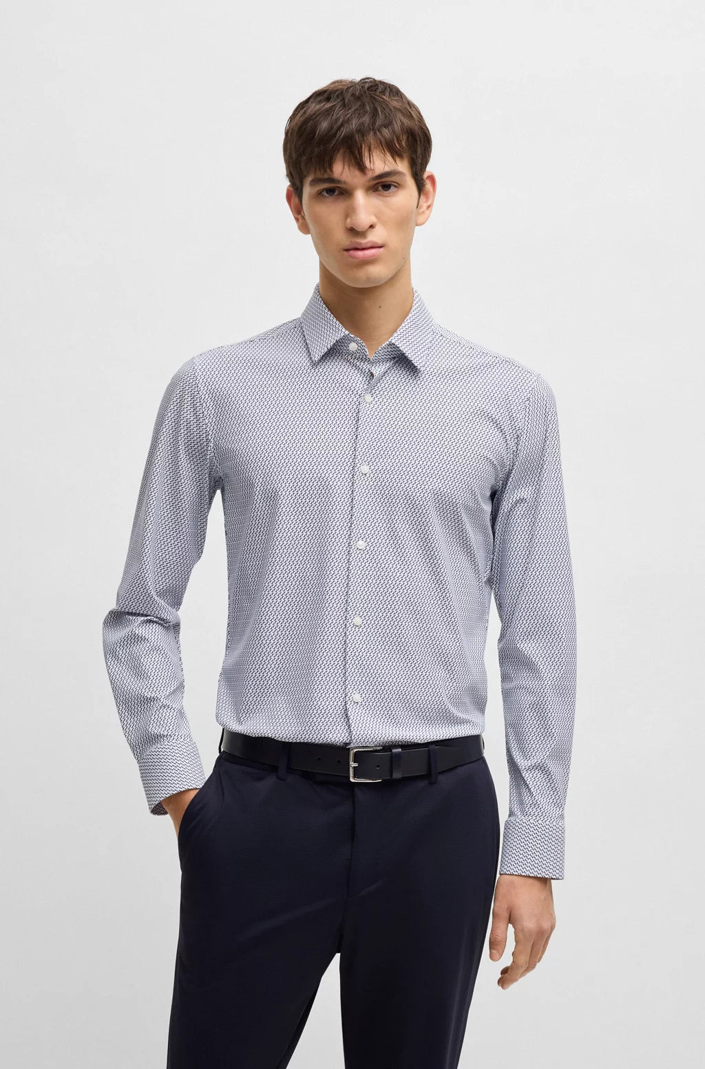 BOSS SLIM-FIT SHIRT IN PRINTED PERFORMANCE-STRETCH JERSEY