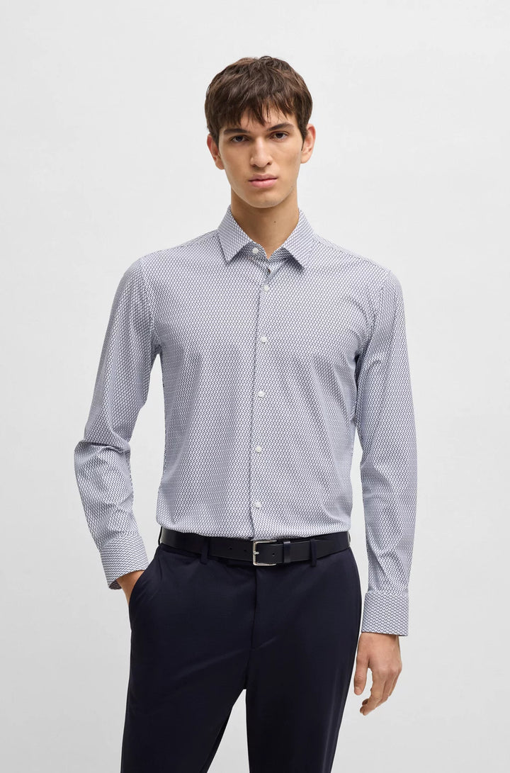 BOSS SLIM-FIT SHIRT IN PRINTED PERFORMANCE-STRETCH JERSEY