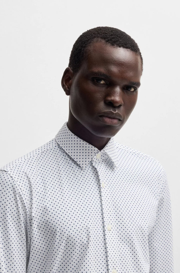 BOSS SLIM-FIT SHIRT IN PRINTED PERFORMANCE-STRETCH JERSEY