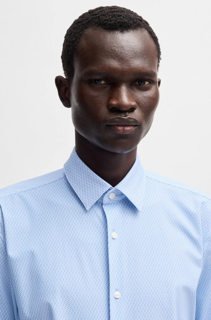 BOSS SLIM-FIT SHIRT IN PRINTED PERFORMANCE-STRETCH JERSEY