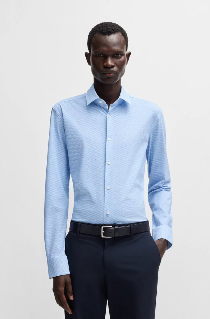BOSS SLIM-FIT SHIRT IN PRINTED PERFORMANCE-STRETCH JERSEY