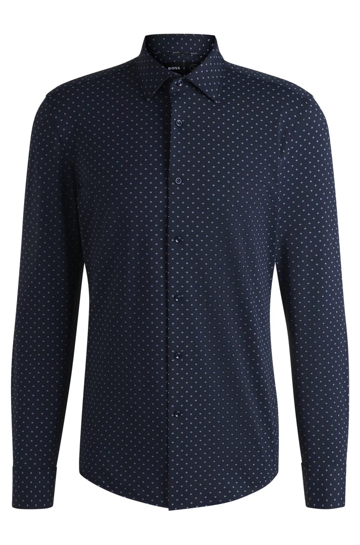 BOSS SLIM-FIT SHIRT IN GEOMETRIC-PRINT PERFORMANCE-STRETCH FABRIC
