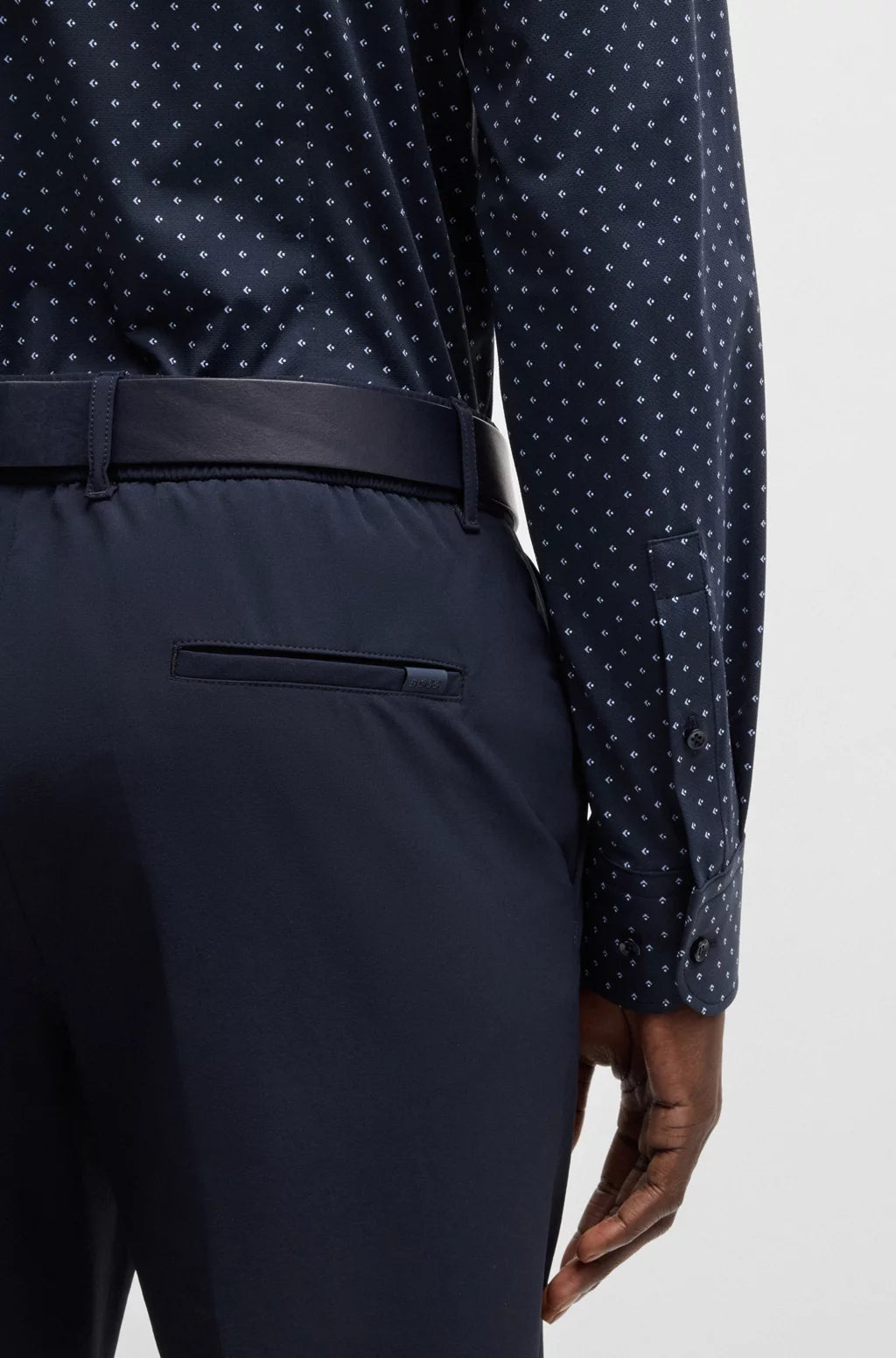 BOSS SLIM-FIT SHIRT IN GEOMETRIC-PRINT PERFORMANCE-STRETCH FABRIC