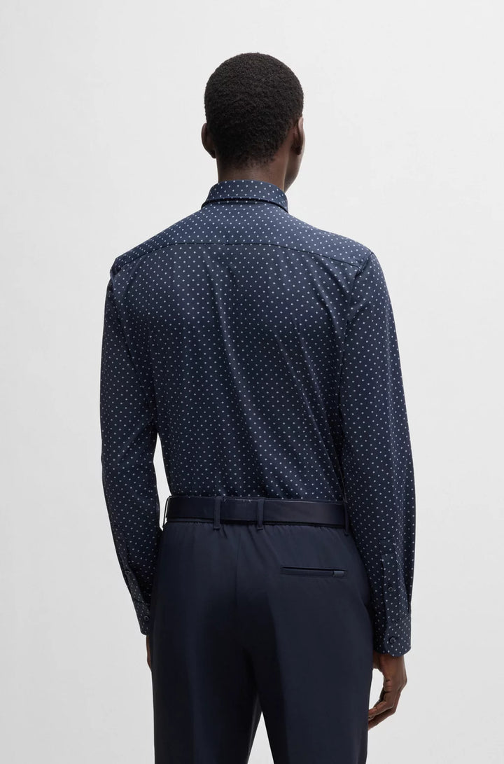 BOSS SLIM-FIT SHIRT IN GEOMETRIC-PRINT PERFORMANCE-STRETCH FABRIC