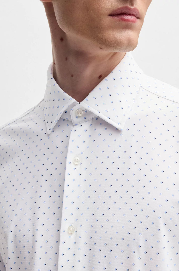 BOSS SLIM-FIT SHIRT IN GEOMETRIC-PRINT PERFORMANCE-STRETCH FABRIC