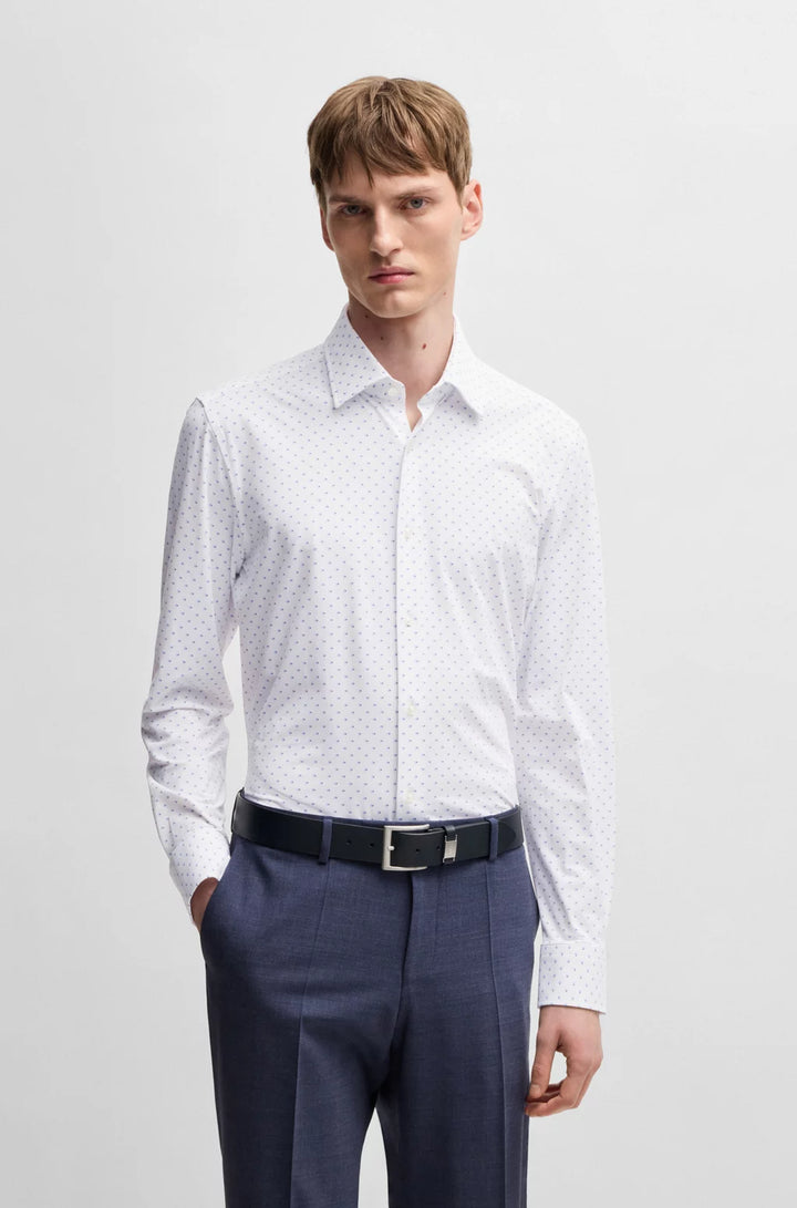 BOSS SLIM-FIT SHIRT IN GEOMETRIC-PRINT PERFORMANCE-STRETCH FABRIC