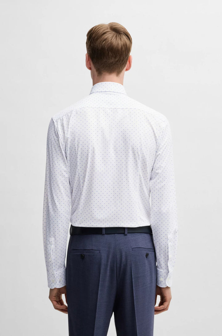 BOSS SLIM-FIT SHIRT IN GEOMETRIC-PRINT PERFORMANCE-STRETCH FABRIC