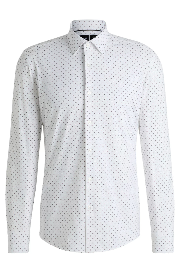BOSS SLIM-FIT SHIRT IN GEOMETRIC-PRINT PERFORMANCE-STRETCH FABRIC