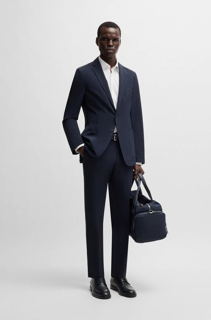 BOSS SLIM-FIT SHIRT IN GEOMETRIC-PRINT PERFORMANCE-STRETCH FABRIC