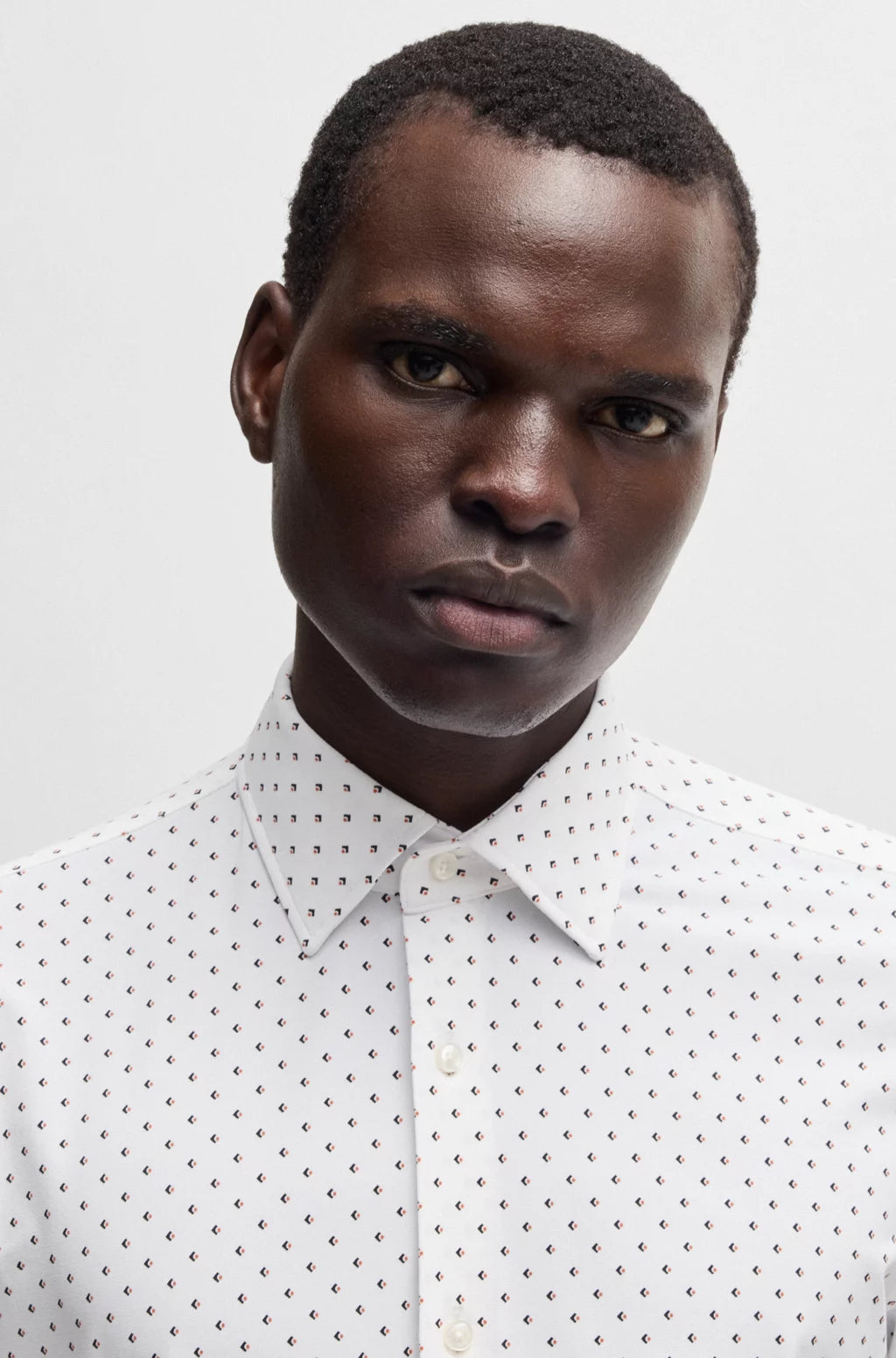 BOSS SLIM-FIT SHIRT IN GEOMETRIC-PRINT PERFORMANCE-STRETCH FABRIC