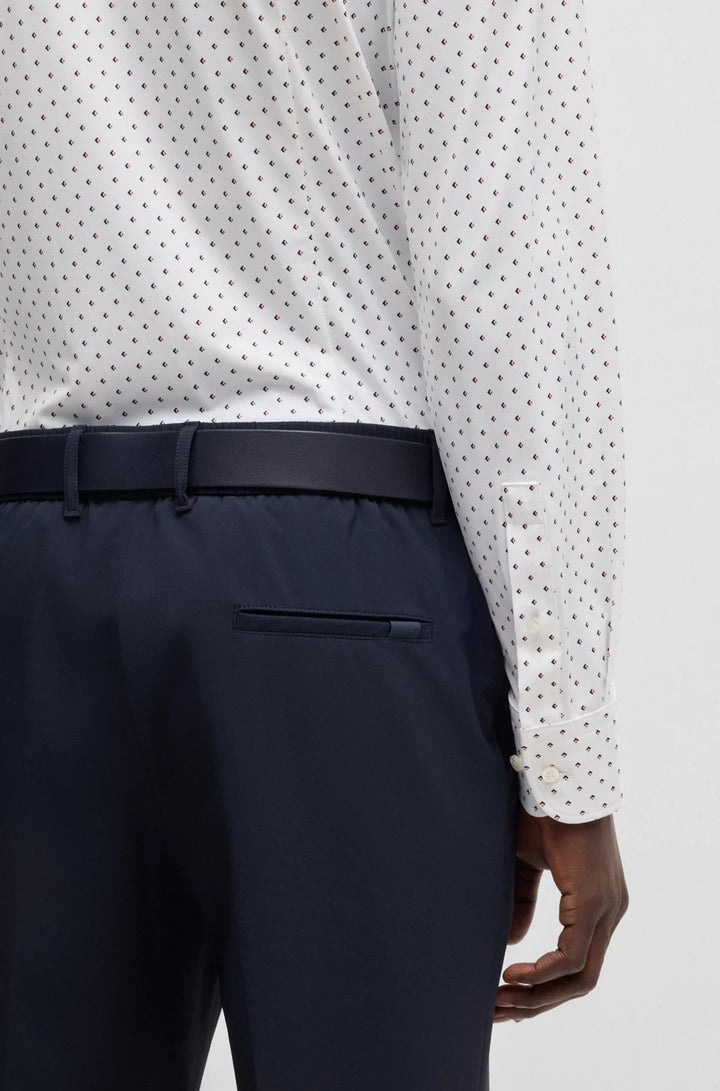 BOSS SLIM-FIT SHIRT IN GEOMETRIC-PRINT PERFORMANCE-STRETCH FABRIC