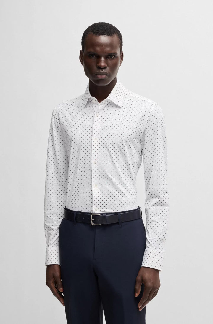 BOSS SLIM-FIT SHIRT IN GEOMETRIC-PRINT PERFORMANCE-STRETCH FABRIC