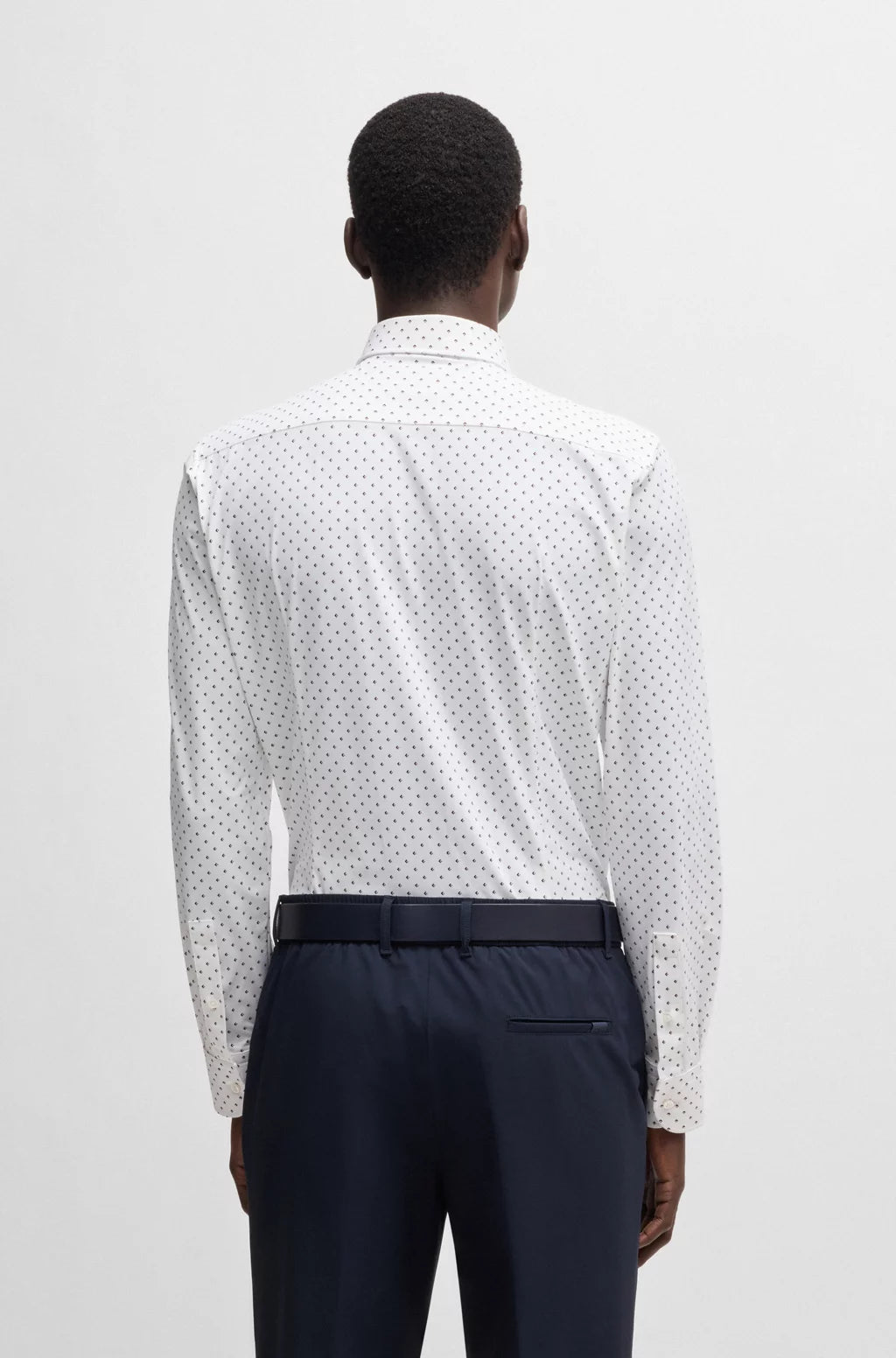 BOSS SLIM-FIT SHIRT IN GEOMETRIC-PRINT PERFORMANCE-STRETCH FABRIC