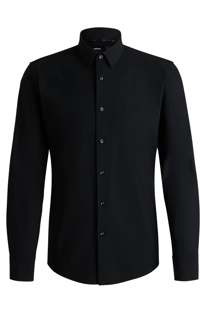 BOSS SLIM-FIT SHIRT IN STRUCTURED PERFORMANCE-STRETCH JERSEY