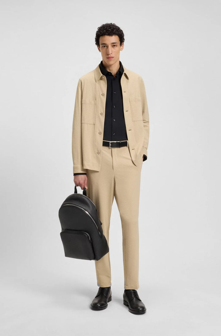 BOSS SLIM-FIT SHIRT IN STRUCTURED PERFORMANCE-STRETCH JERSEY