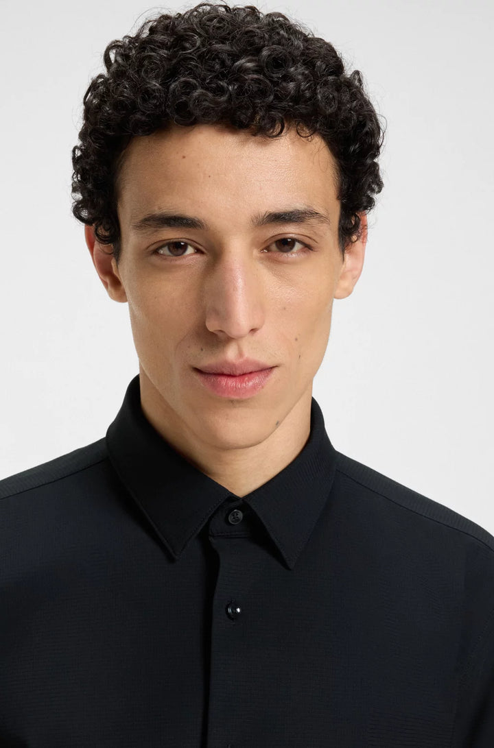BOSS SLIM-FIT SHIRT IN STRUCTURED PERFORMANCE-STRETCH JERSEY