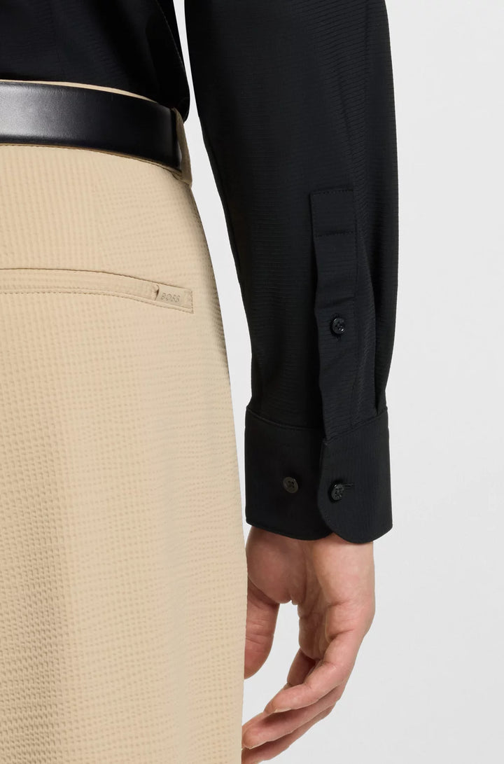 BOSS SLIM-FIT SHIRT IN STRUCTURED PERFORMANCE-STRETCH JERSEY