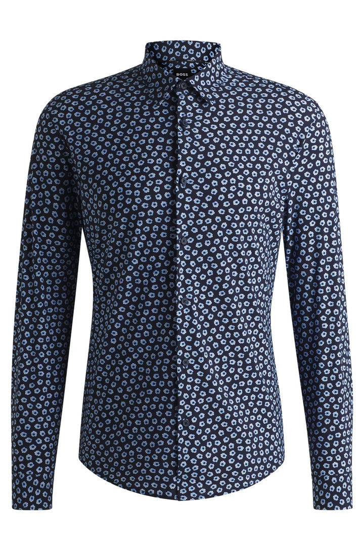 BOSS SLIM-FIT SHIRT IN FLORAL-PRINT PERFORMANCE-STRETCH JERSEY