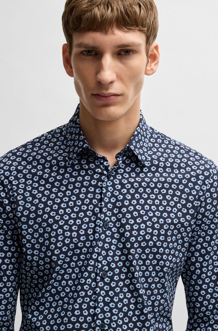 BOSS SLIM-FIT SHIRT IN FLORAL-PRINT PERFORMANCE-STRETCH JERSEY