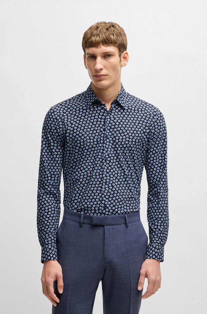 BOSS SLIM-FIT SHIRT IN FLORAL-PRINT PERFORMANCE-STRETCH JERSEY