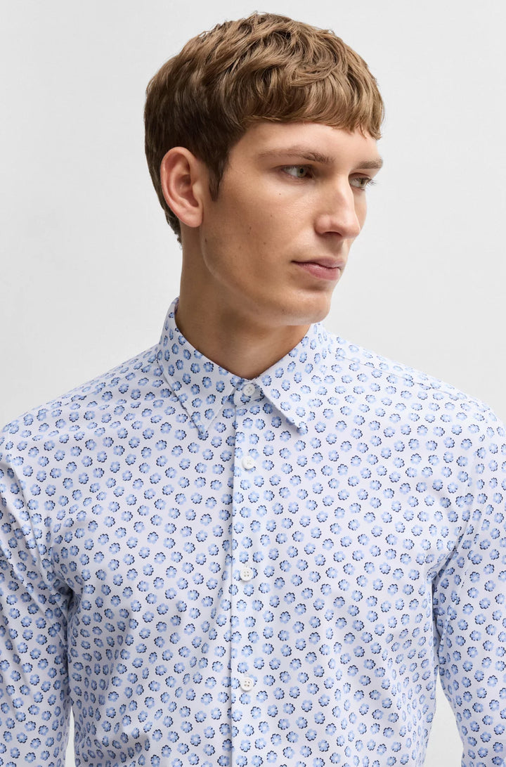 BOSS SLIM-FIT SHIRT IN FLORAL-PRINT PERFORMANCE-STRETCH JERSEY