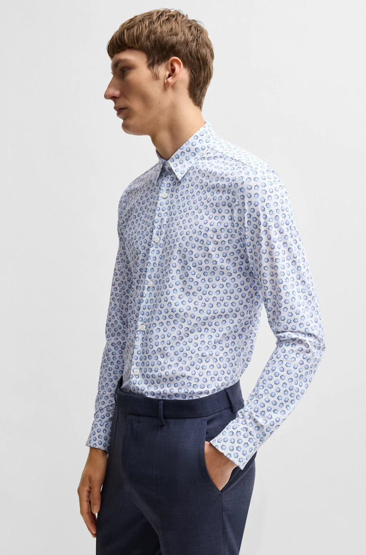BOSS SLIM-FIT SHIRT IN FLORAL-PRINT PERFORMANCE-STRETCH JERSEY