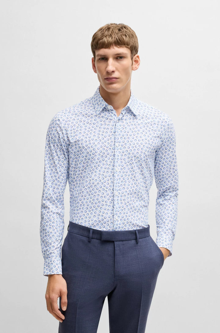 BOSS SLIM-FIT SHIRT IN FLORAL-PRINT PERFORMANCE-STRETCH JERSEY