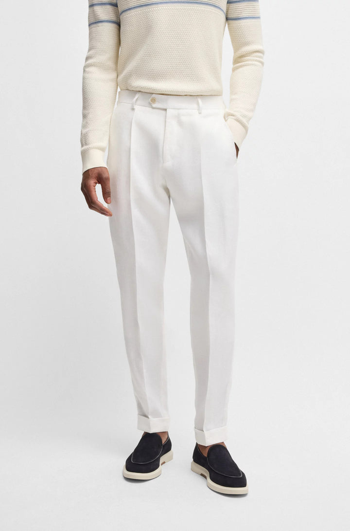Boss Regular-fit trousers in linen