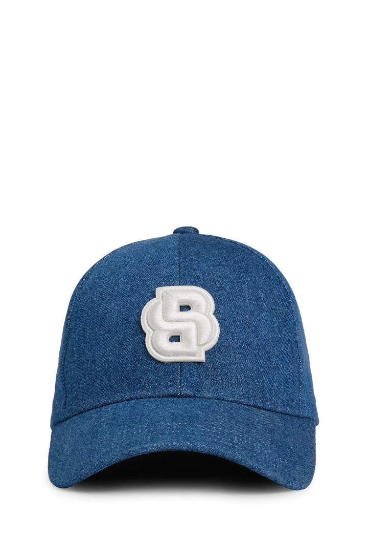BOSS BLUE-DENIM CAP WITH DOUBLE B MONOGRAM
