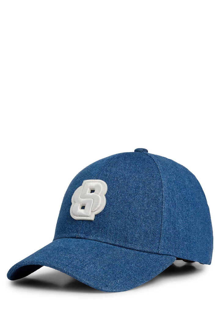 BOSS BLUE-DENIM CAP WITH DOUBLE B MONOGRAM