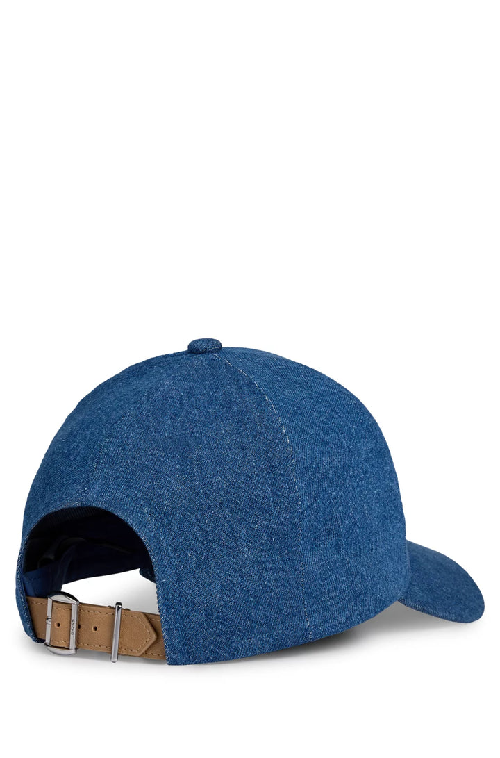 BOSS BLUE-DENIM CAP WITH DOUBLE B MONOGRAM
