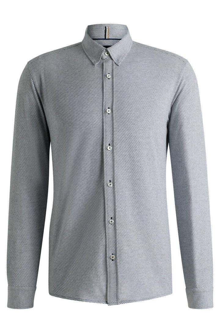 BOSS SLIM-FIT SHIRT IN PATTERNED COTTON JACQUARD
