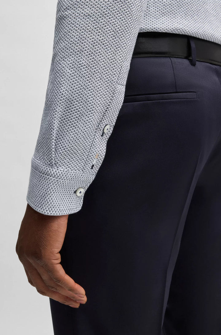 BOSS SLIM-FIT SHIRT IN PATTERNED COTTON JACQUARD