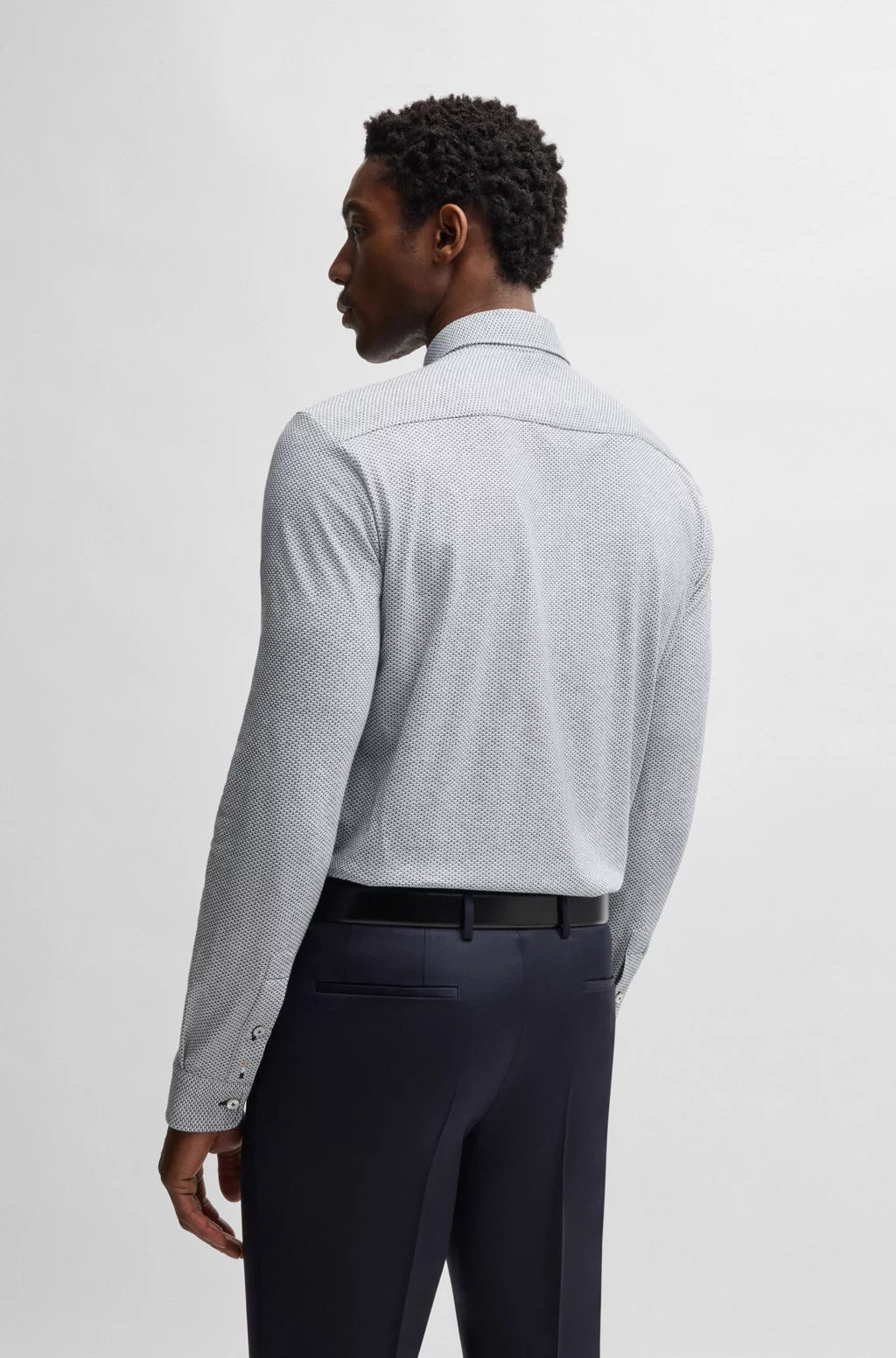 BOSS SLIM-FIT SHIRT IN PATTERNED COTTON JACQUARD