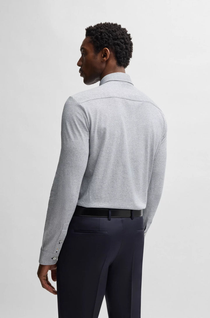 BOSS SLIM-FIT SHIRT IN PATTERNED COTTON JACQUARD