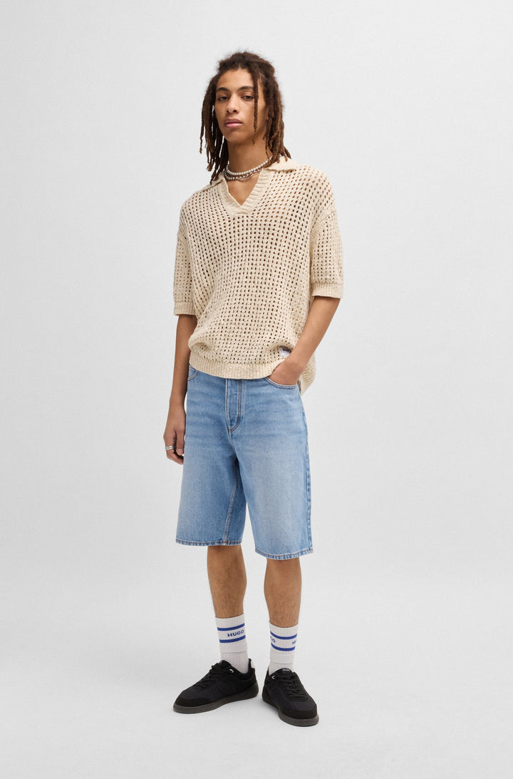 Hugo Straight-fit shorts in blue stonewashed denim