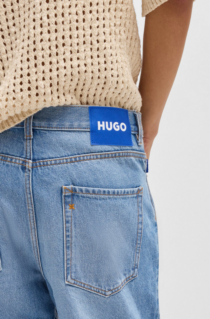 Hugo Straight-fit shorts in blue stonewashed denim