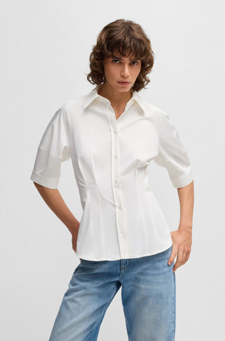 BOSS Tailored blouse in stretch cotton