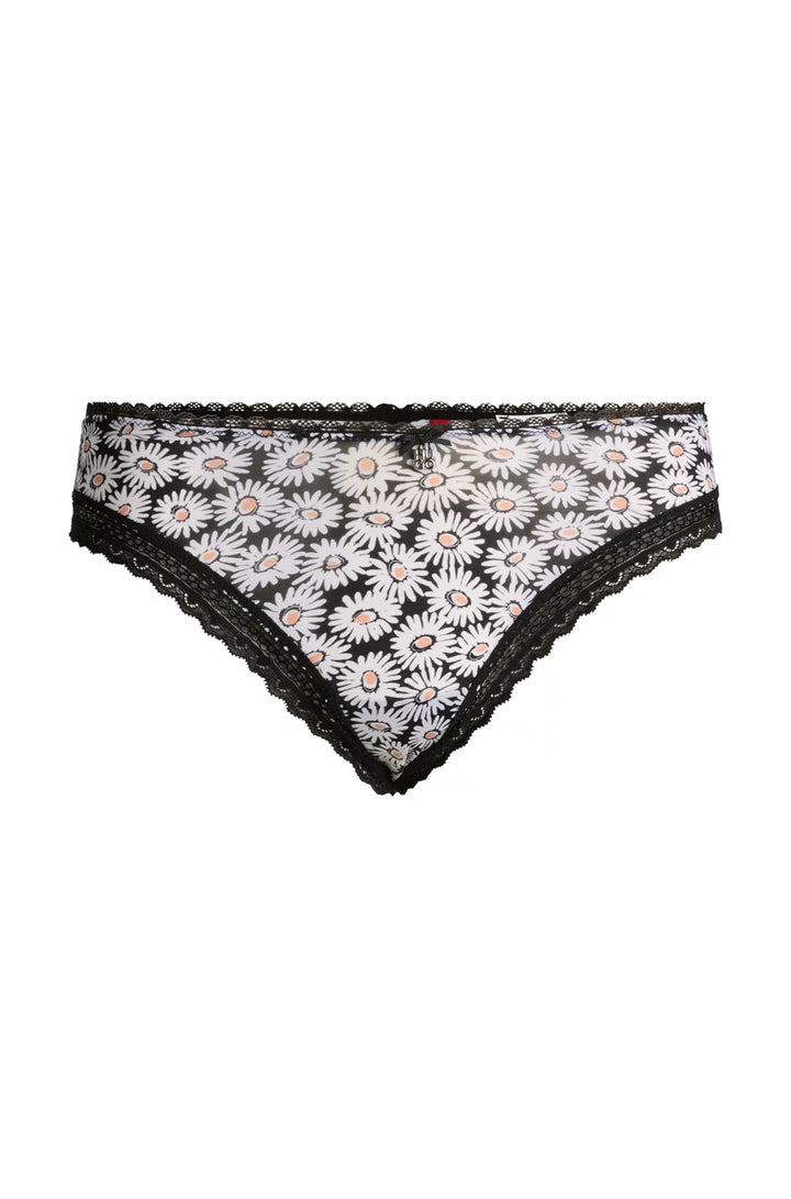 HUGO Daisy-print thong with lace trims