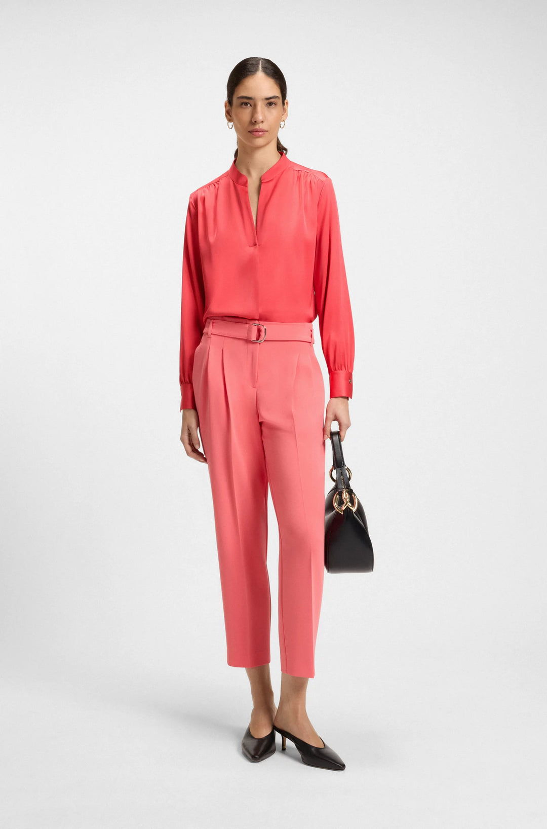 BOSS Regular-fit blouse in stretch silk