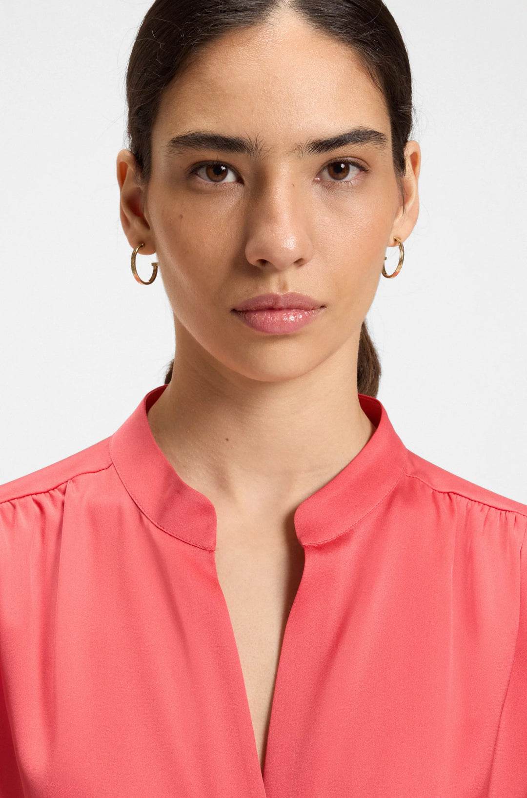 BOSS Regular-fit blouse in stretch silk