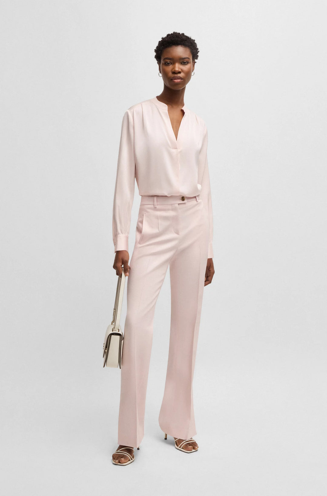 BOSS Regular-fit blouse in stretch silk