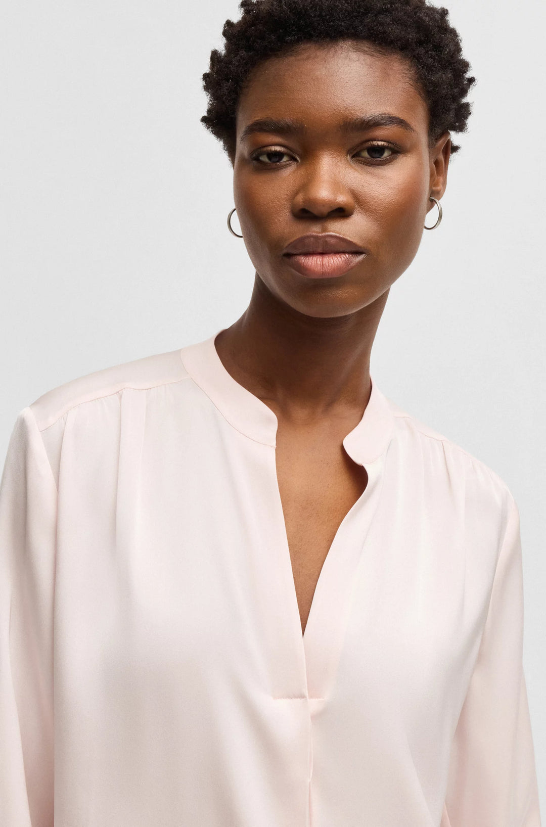 BOSS Regular-fit blouse in stretch silk