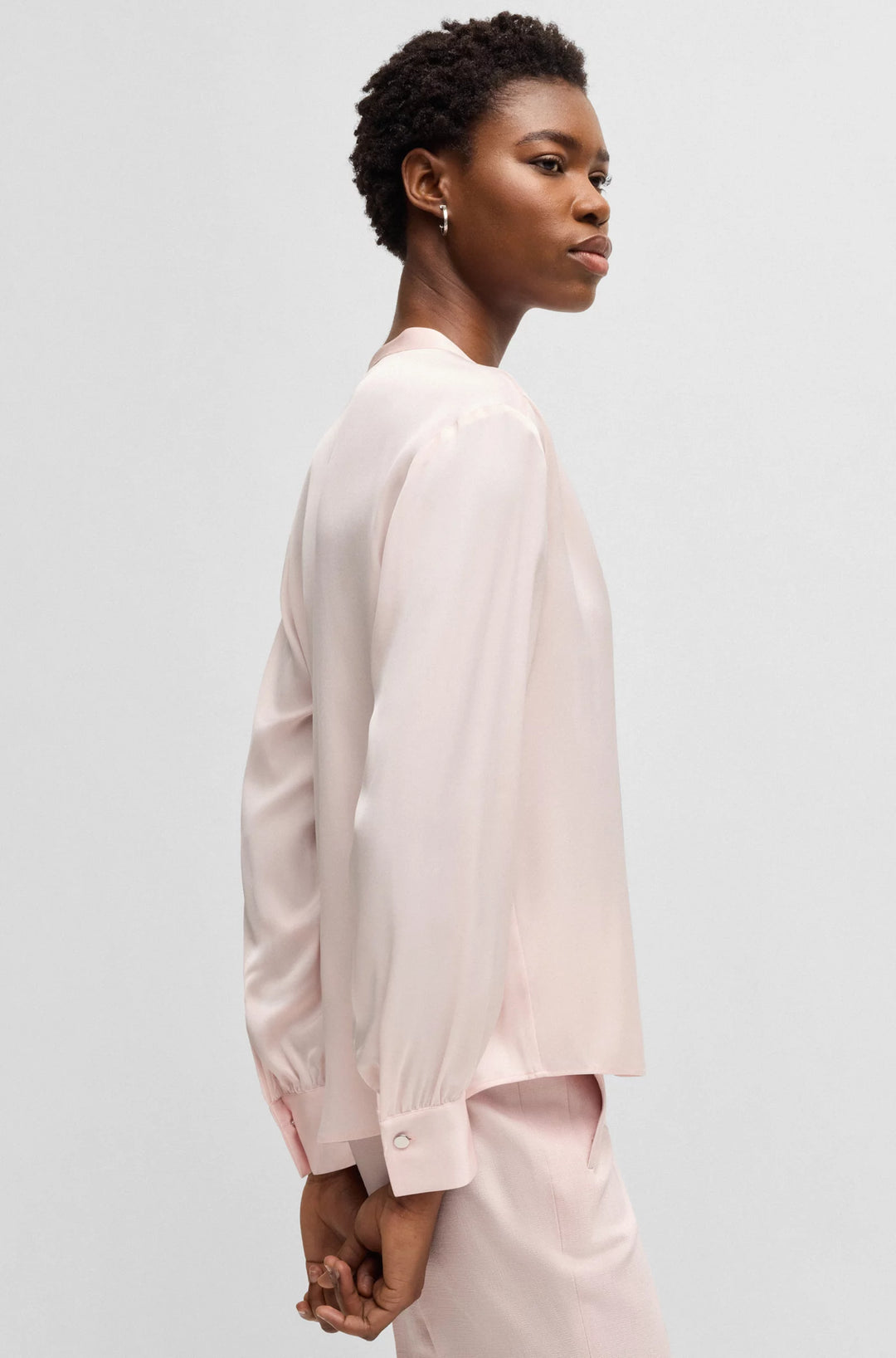 BOSS Regular-fit blouse in stretch silk