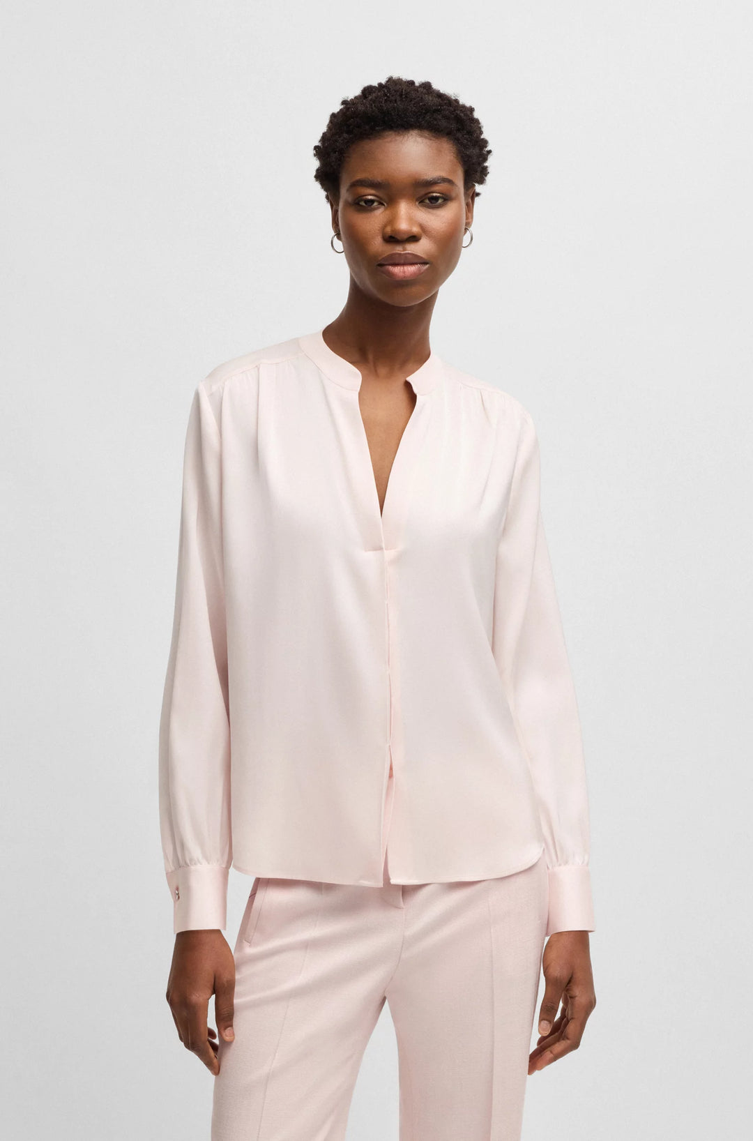 BOSS Regular-fit blouse in stretch silk